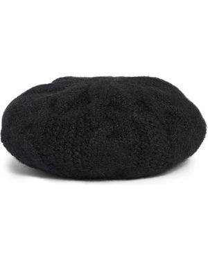 Steve Madden Fuzzy Chunky Cable Knit Beanie - Black