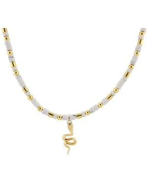 Rebel Gender Inclusive Snake Pendant Beaded Necklace - Blue