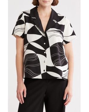 Love By Design Rhythm Short Sleeve Button-Up Shirt - Black