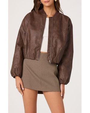 Astr Faux Leather Bomber Jacket - Brown