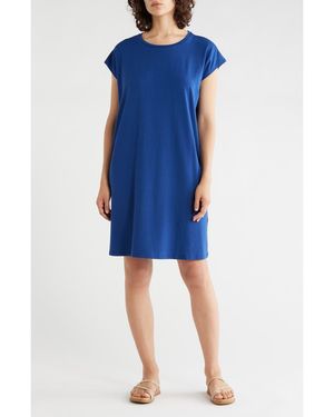 Eileen Fisher Crewneck Boxy Dress - Blue