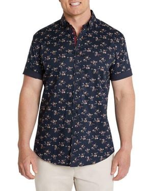 Johnny Bigg Remy Classic Fit Floral Short Sleeve Stretch Button-Down Shirt - Blue