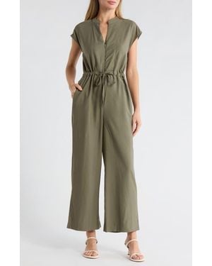 Ellen Tracy Crinkle Jumpsuit - Green