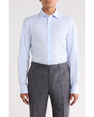 Lorenzo Uomo Trim Fit Textured Cotton Shirt - White