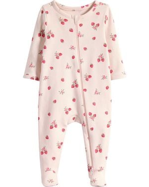 Nordstrom Two-Way Zip Printed Cotton Footie - Pink