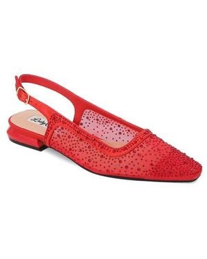 Lady Couture Kar Embellished Slingback Flat - Red