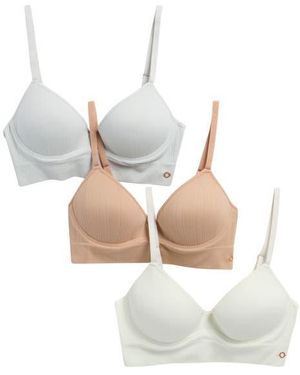 Danskin 3-Pack Rib Wireless Bra - White