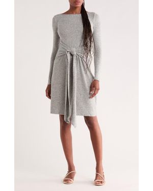 Go Couture Long Sleeve Wrap Style Dress - Gray