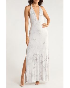 Go Couture Plunging V-Neck Maxi Dress - White