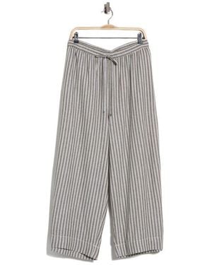 Max Studio Drawstring Waist Crop Wide Leg Pants - Gray