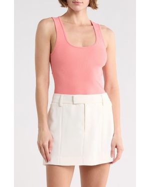 GOOD AMERICAN Scoop Neck Micro Rib Tank - White