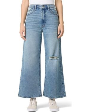 Hudson Jeans Jolene Wide Leg Distressed Ankle Crop Jeans - Blue