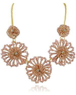 Jardin Beaded Floral Frontal Necklace - Metallic