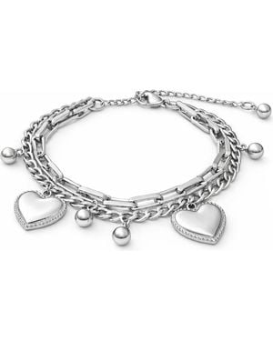 Rebel Heart Charm Layered Bracelet - Metallic