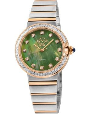 Gevril Sorrento Swiss Quartz Diamond Two-Tone Bracelet Watch, 32Mm - Green