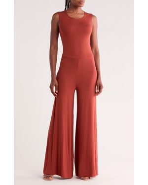 Go Couture Sleeveless Wide Leg Jumpsuit - Red
