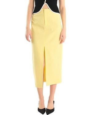 Endless Rose Front Slit Linen Blend Midi Skirt - Yellow