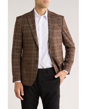 Tom Baine Plaid Two-Button Sport Coat - Brown