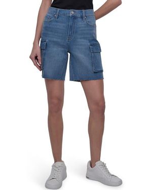 DKNY High Waist Utility Denim Shorts - Blue