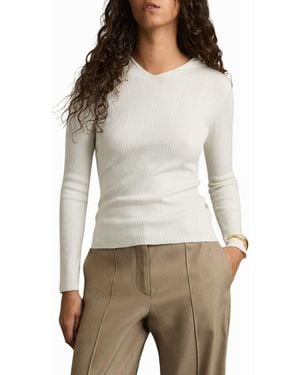 Reiss Chloe Rib Hoodie - Gray