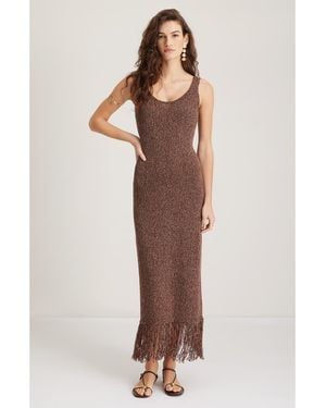 Nordstrom Fringe Maxi Sweater Dress - Brown