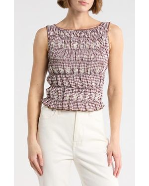 Vigoss Gingham Smock Tank - Brown