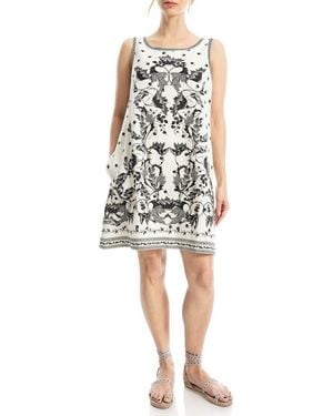 Max Studio Floral Linen Blend Shift Dress - White