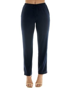 Nina Leonard Drawstring Pocket Straight Leg Pants - Blue