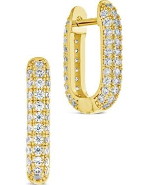 Sterling Forever Mara Cubic Zirconia Hoop Earrings - Metallic