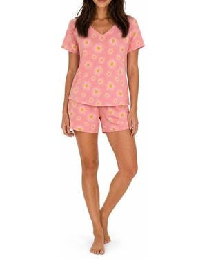 LOFT V-Neck Tee & Shorts Pajama Set - Red