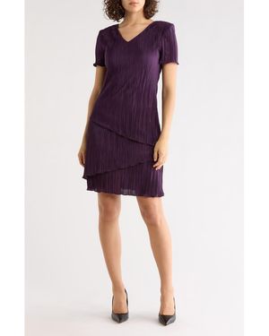 Connected Apparel Plissé Tiered Dress