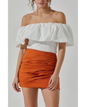 Astr Ruffle Off The Shoulder Top - White