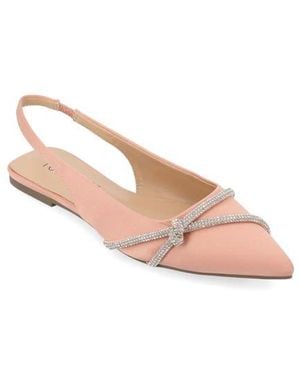 Journee Collection Rebbel Pavé Crystal Knot Slingback Flat - Pink