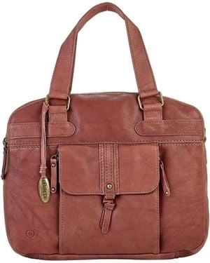 Børn Large Leather Organizer Satchel - Red