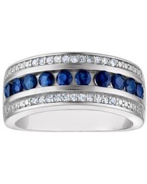 FZN Sterling & Diamond Band Ring - Blue