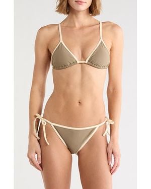 Vince Triangle Bikini Top & Side Tie Bottoms Set - Natural