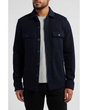 Robert Barakett Mezner Wool & Cotton Knit Overshirt - Blue
