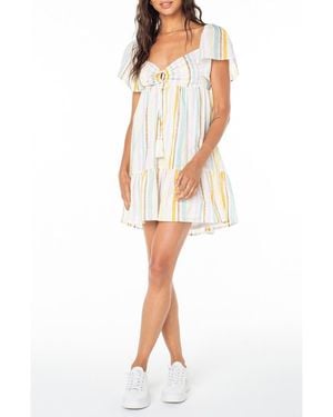 Roxy Salty Breeze Stripe Cotton Minidress - White