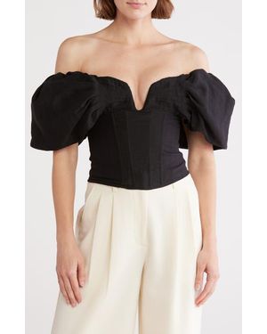 Cult Gaia Samantha Short Sleeve Top - Black
