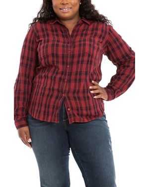 Slink Jeans Plaid Western Shirt - Red