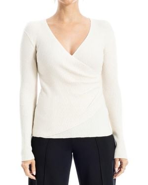 Max Studio Faux Wrap Knit Sweater - White