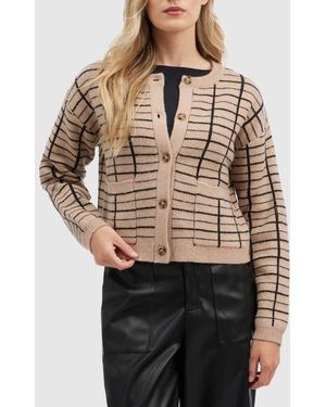 NVLT Windowpane Cardigan Sweater - Black