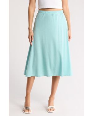 Go Couture Flared Midi Skirt - Blue