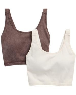 90 Degrees 2-Pack Alamo Stonewash Ribbed Seamless Sports Bras - Brown