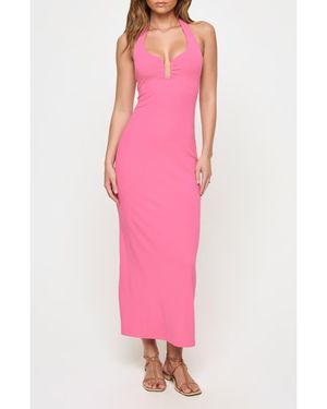LSPACE La Femme Cover-Up Halter Maxi Dress - Pink