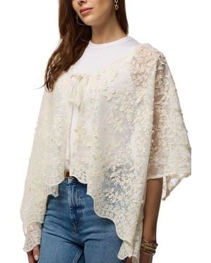 Saachi Tie Front Lace Ruana - Natural
