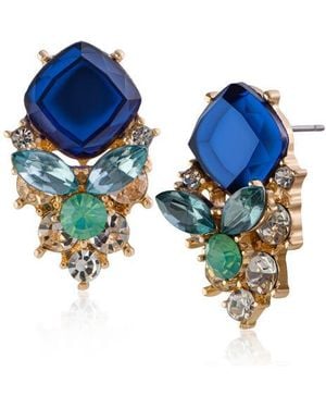 Jardin Cushion Crystal Drop Earrings - Blue