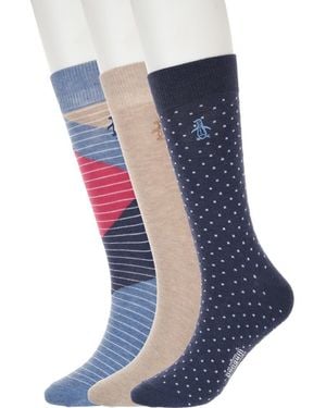 Original Penguin Owens Dot Assorted 3-Pack Crew Socks - Blue
