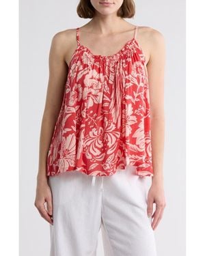 Elan Floral Flowy Cover-Up Camisole - Red