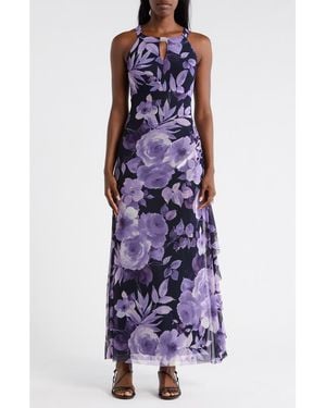 Connected Apparel Mesh Maxi Dress - Purple